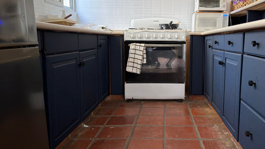 Vinilo Autoadhesivo Azul en Muebles de Cocina